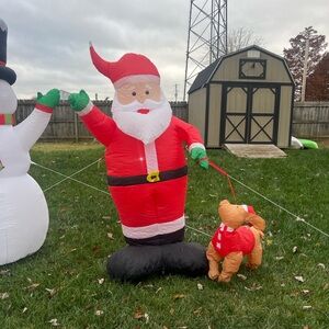 Inflatable Santa Claus with Dog Yard Decoration